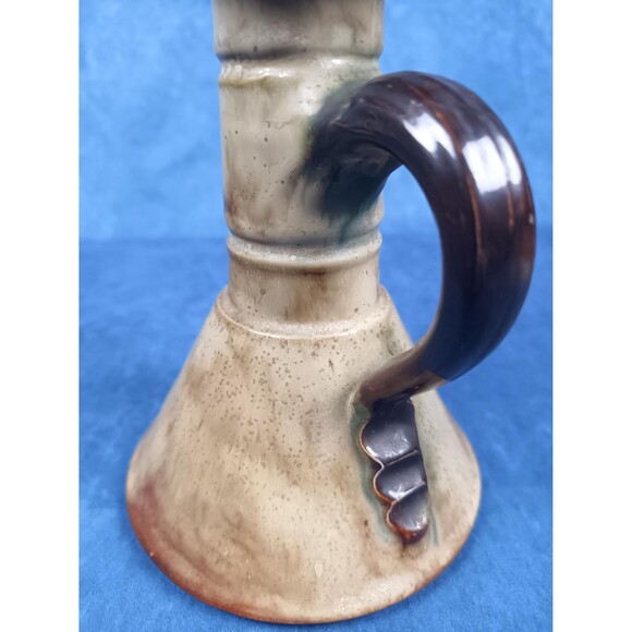 Mid Century Stoneware Vintage Pottery Hand Painted Small Liquor Pitcher - Picture 5 of 10